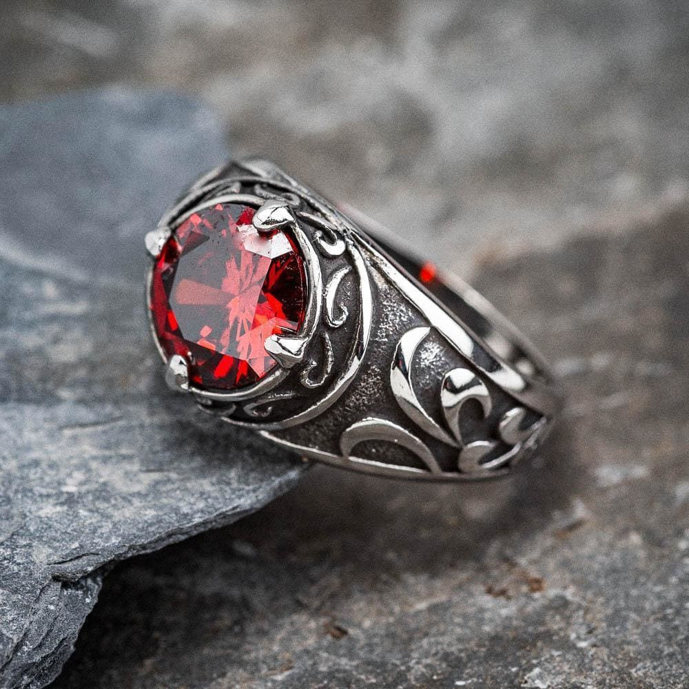 Stainless Steel Celtic Signet Ring With Central Stone - Norse Spirit