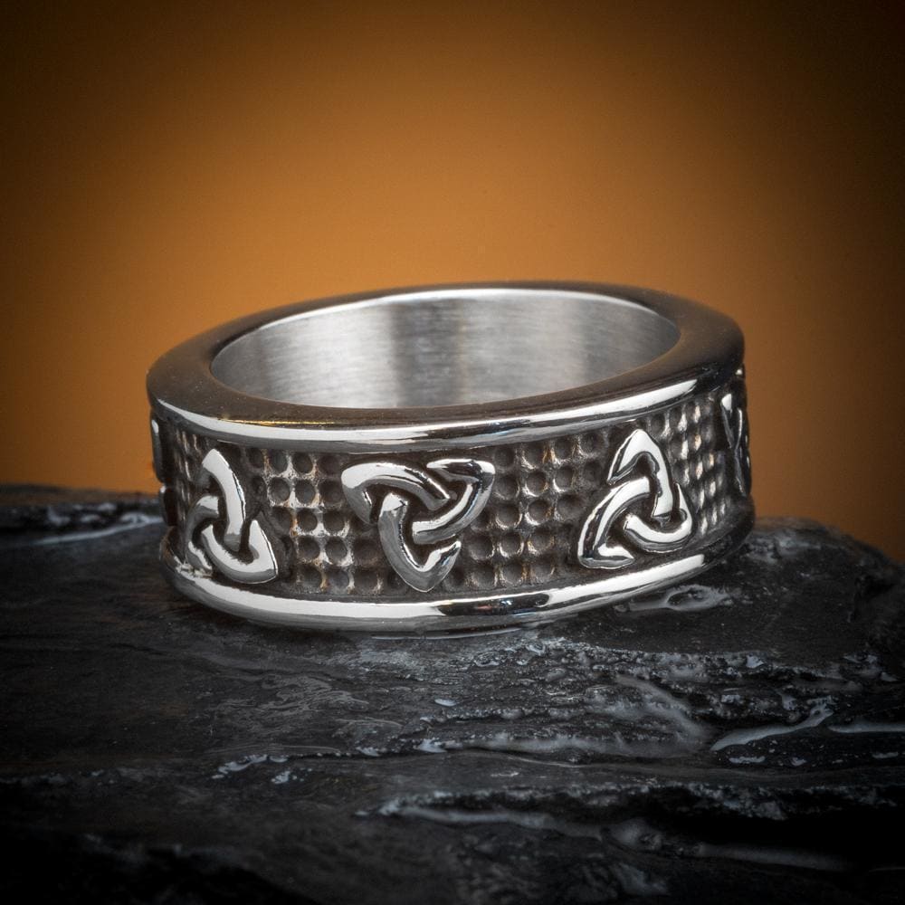 Stainless Steel Celtic Triquetra Band Ring-Viking Ring-Norse Spirit
