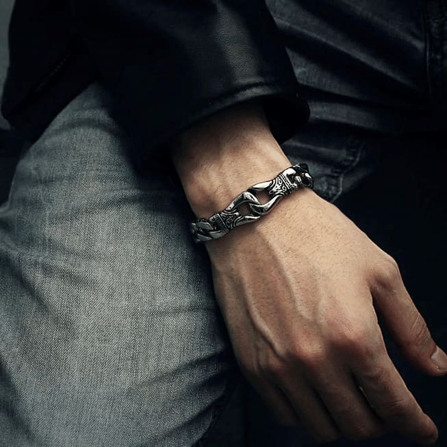 Curb Link Bracelet With Celtic Designs