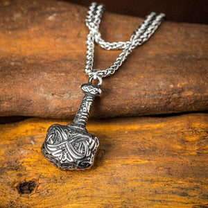 Stainless Steel Chunky Mjolnir Necklace-Viking Necklace-Norse Spirit