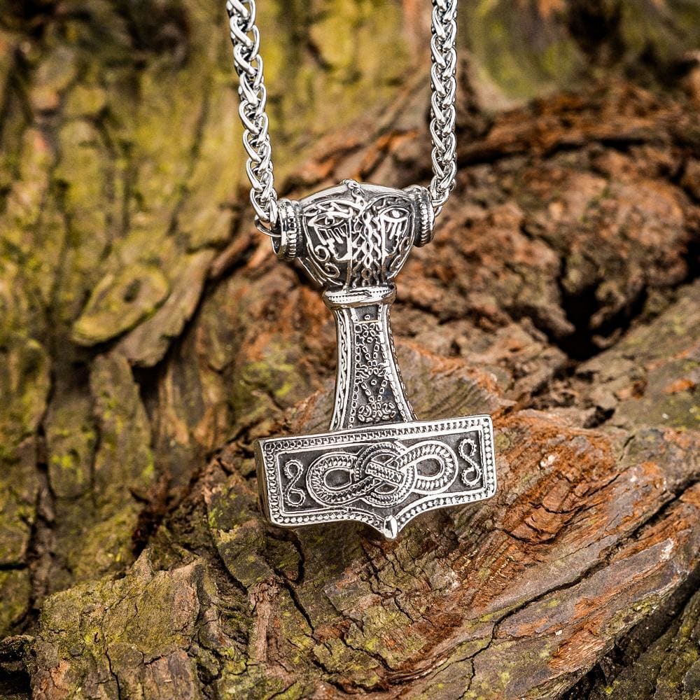 Stainless Steel Chunky Mjolnir Necklace-Viking Necklace-Norse Spirit