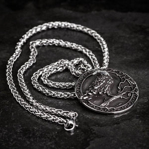 Stainless Steel Circular Raven Necklace