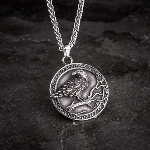 Stainless Steel Circular Raven Necklace