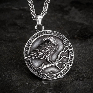 Stainless Steel Circular Raven Necklace