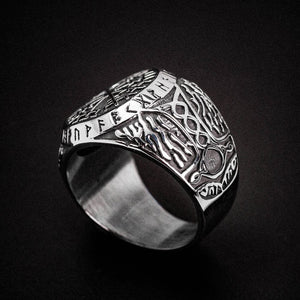 Stainless Steel Circular Vegvisir Ring-Viking Ring-Norse Spirit