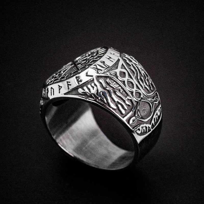 Stainless Steel Circular Vegvisir Ring - Norse Spirit