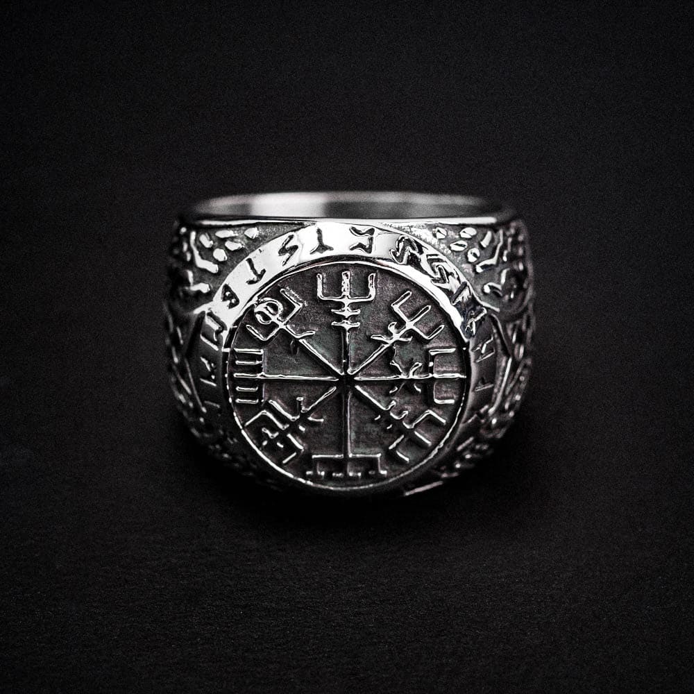 Stainless Steel Circular Vegvisir Ring - Norse Spirit