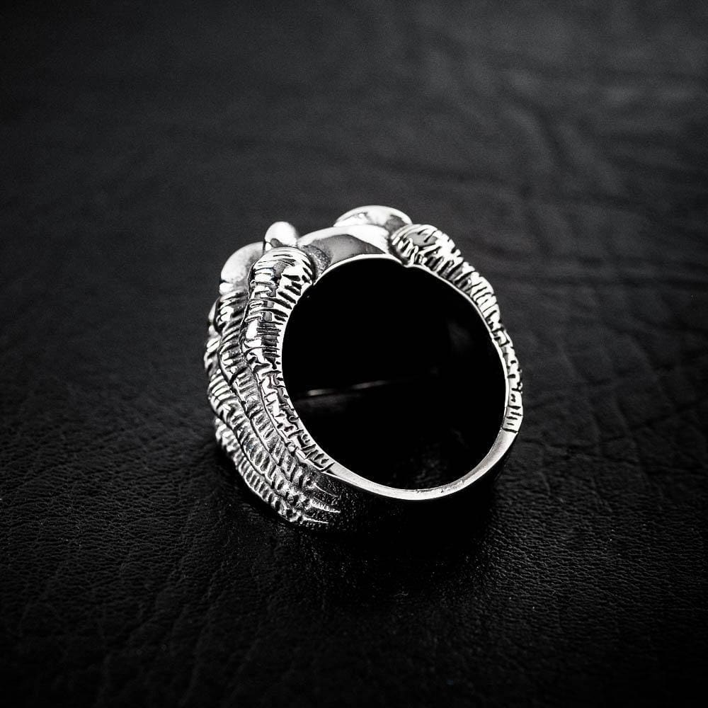 Stainless Steel Dragon Claw Biker Ring With Inset Stone - Norse Spirit