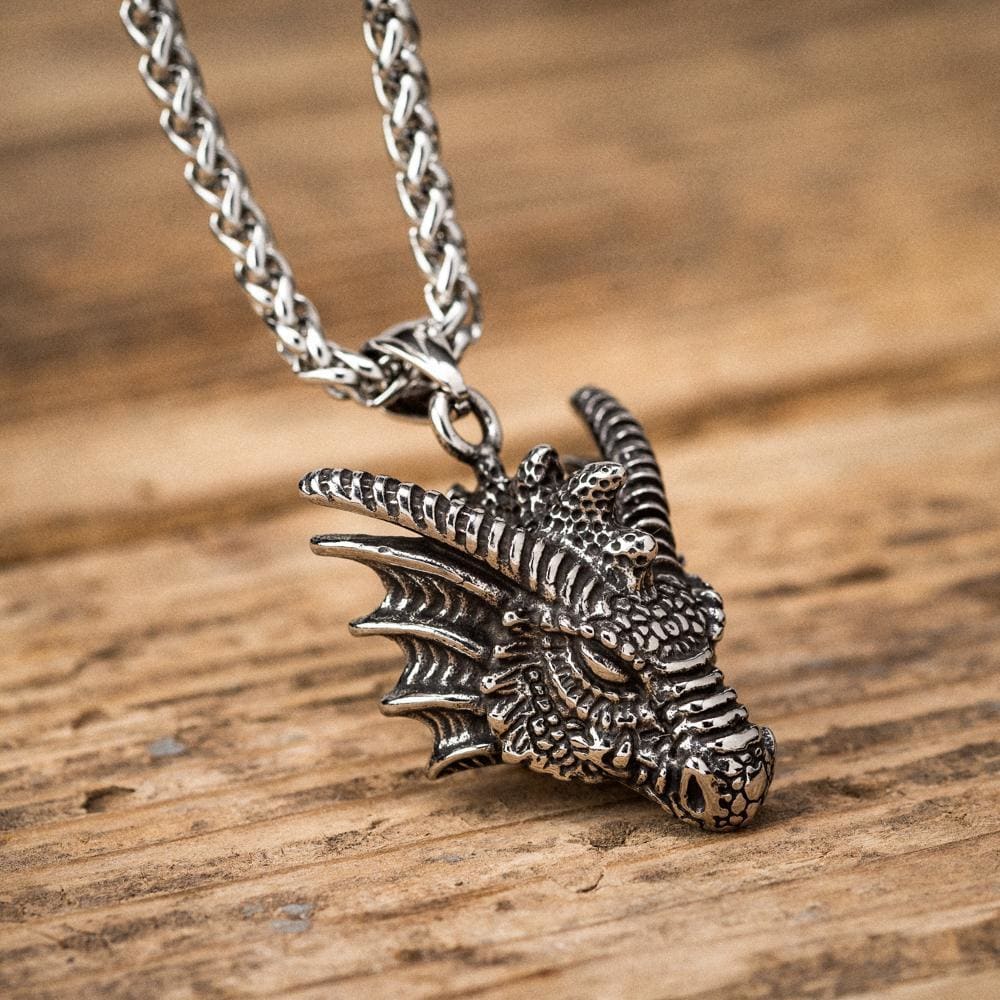 Stainless Steel Dragon Head Necklace-Viking Necklace-Norse Spirit