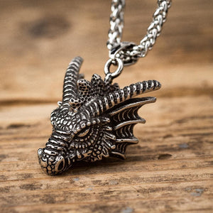 Stainless Steel Dragon Head Necklace-Viking Necklace-Norse Spirit
