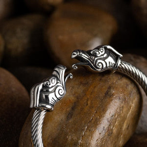 Stainless Steel Dragon Head Torc Bracelet-Viking Bracelet-Norse Spirit