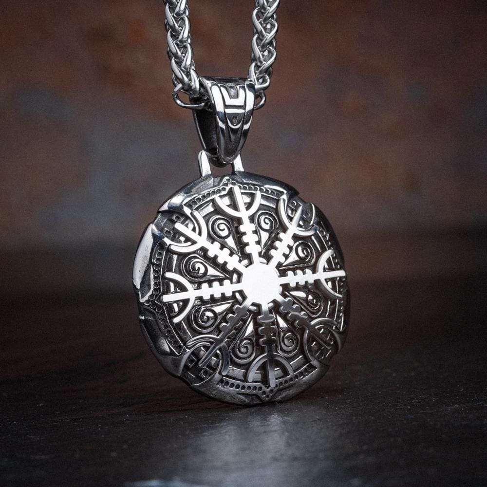 Stainless Steel Dual Color Double-Sided Viking Shield Pendant-Viking Necklace-Norse Spirit