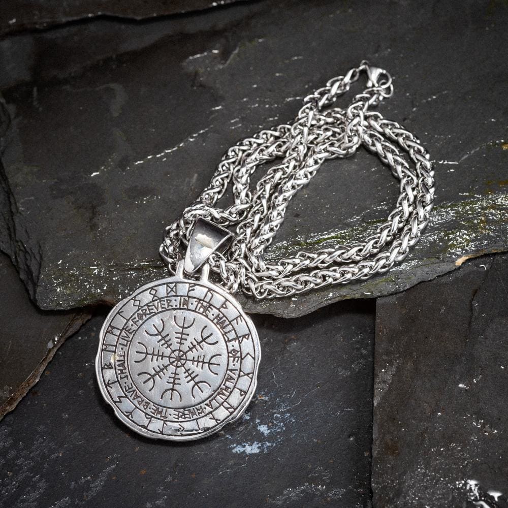 Stainless Steel Dual Color Double-Sided Viking Shield Pendant-Viking Necklace-Norse Spirit