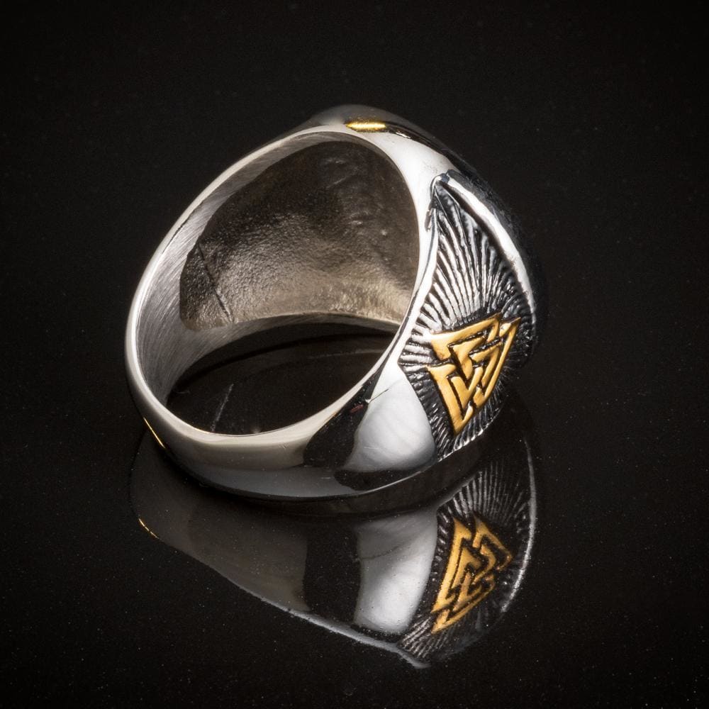 Stainless Steel Dual Color Valknut and Runes Ring-Viking Ring-Norse Spirit