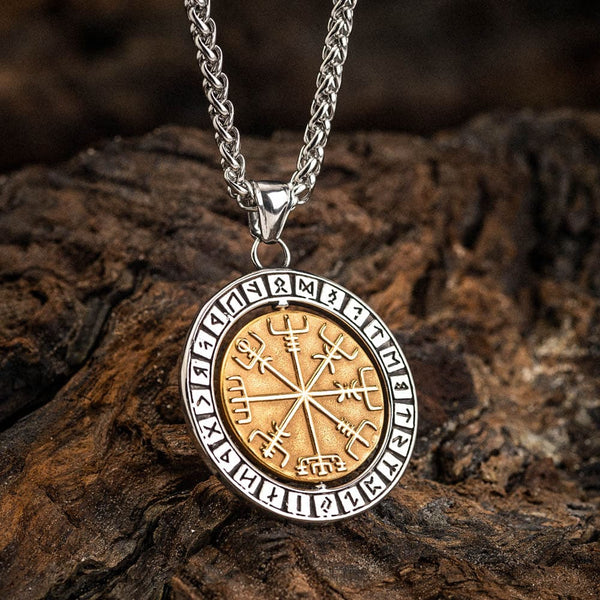 Stainless Steel Valknut and Vegvisir Necklace Norse Spirit