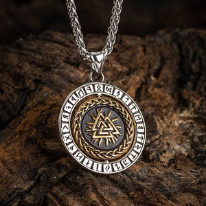Stainless Steel Dual Colored Reversible Valknut and Vegvisir - Norse Spirit