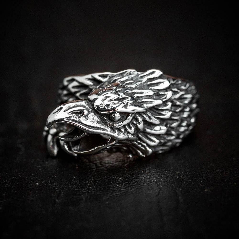 Stainless Steel Eagle Head Ring-Viking Ring-Norse Spirit