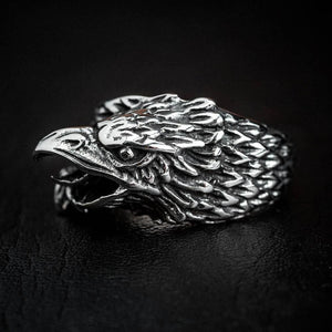 Stainless Steel Eagle Head Ring-Viking Ring-Norse Spirit