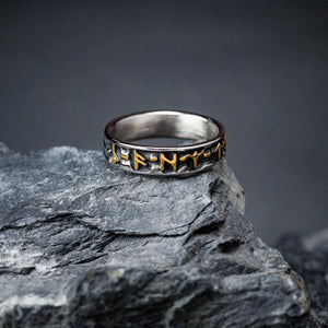 Stainless Steel Embossed Runes Ring-Viking Ring-Norse Spirit
