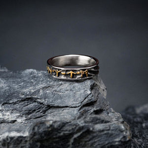 Stainless Steel Embossed Runes Ring-Viking Ring-Norse Spirit