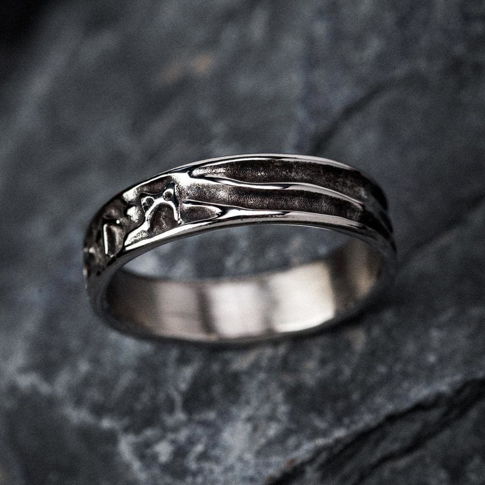 Stainless Steel Embossed Runes Ring - Norse Spirit