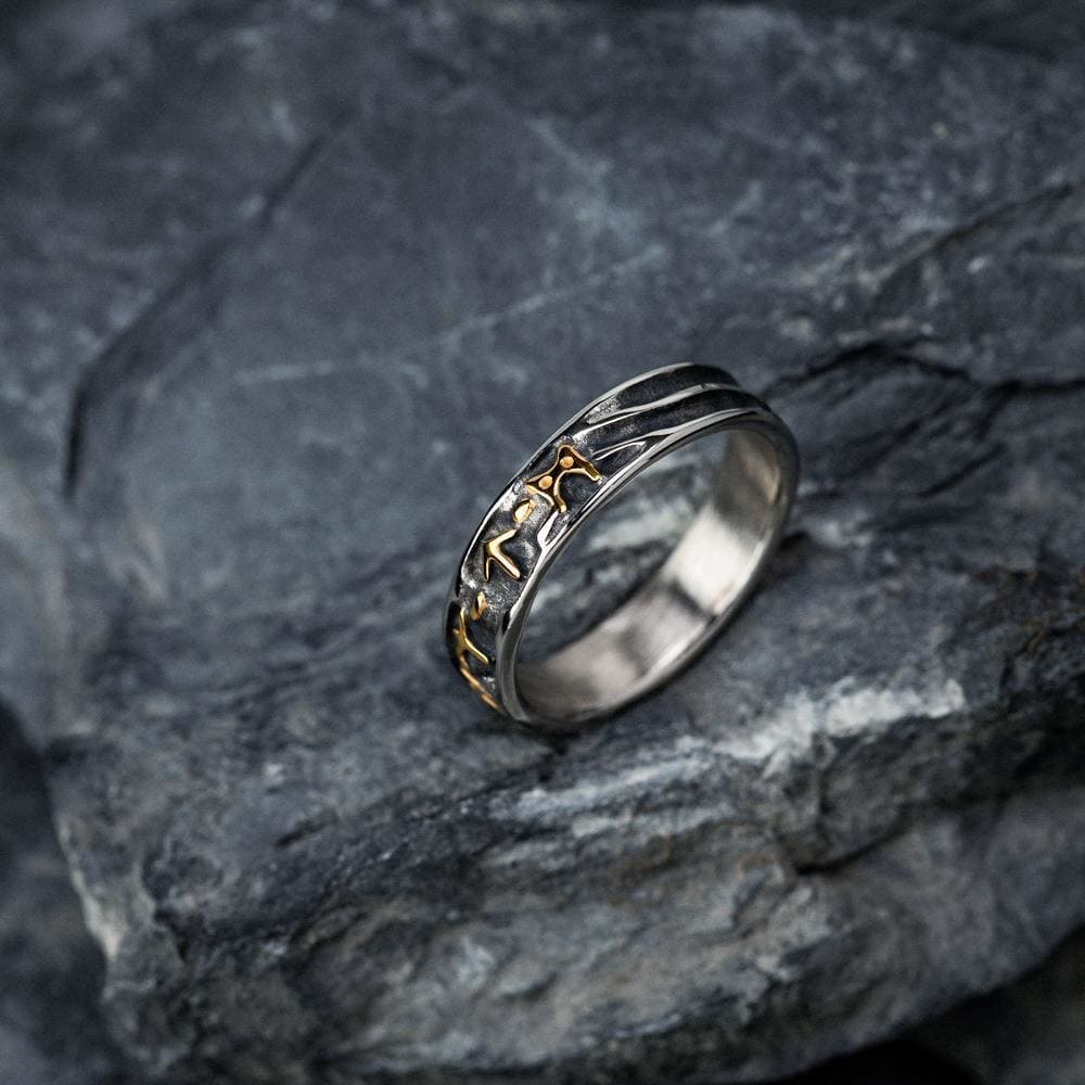 Stainless Steel Embossed Runes Ring-Viking Ring-Norse Spirit