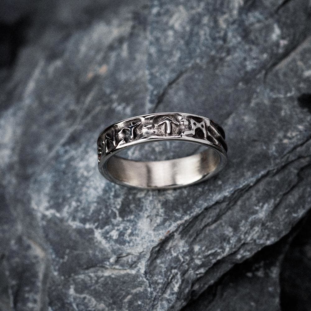 Stainless Steel Embossed Runes Ring-Viking Ring-Norse Spirit