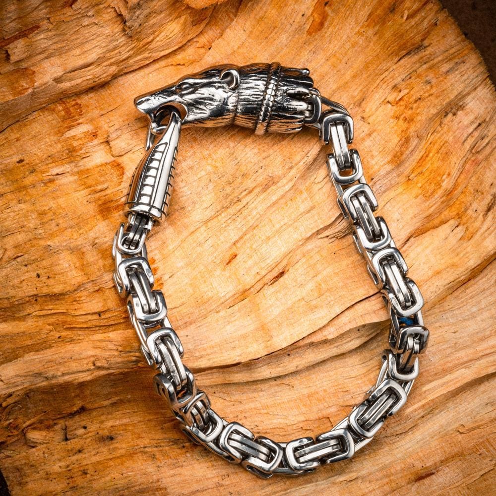 Stainless Steel Fenrir Link Bracelet-Viking Bracelet-Norse Spirit