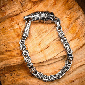 Stainless Steel Fenrir Link Bracelet-Viking Bracelet-Norse Spirit