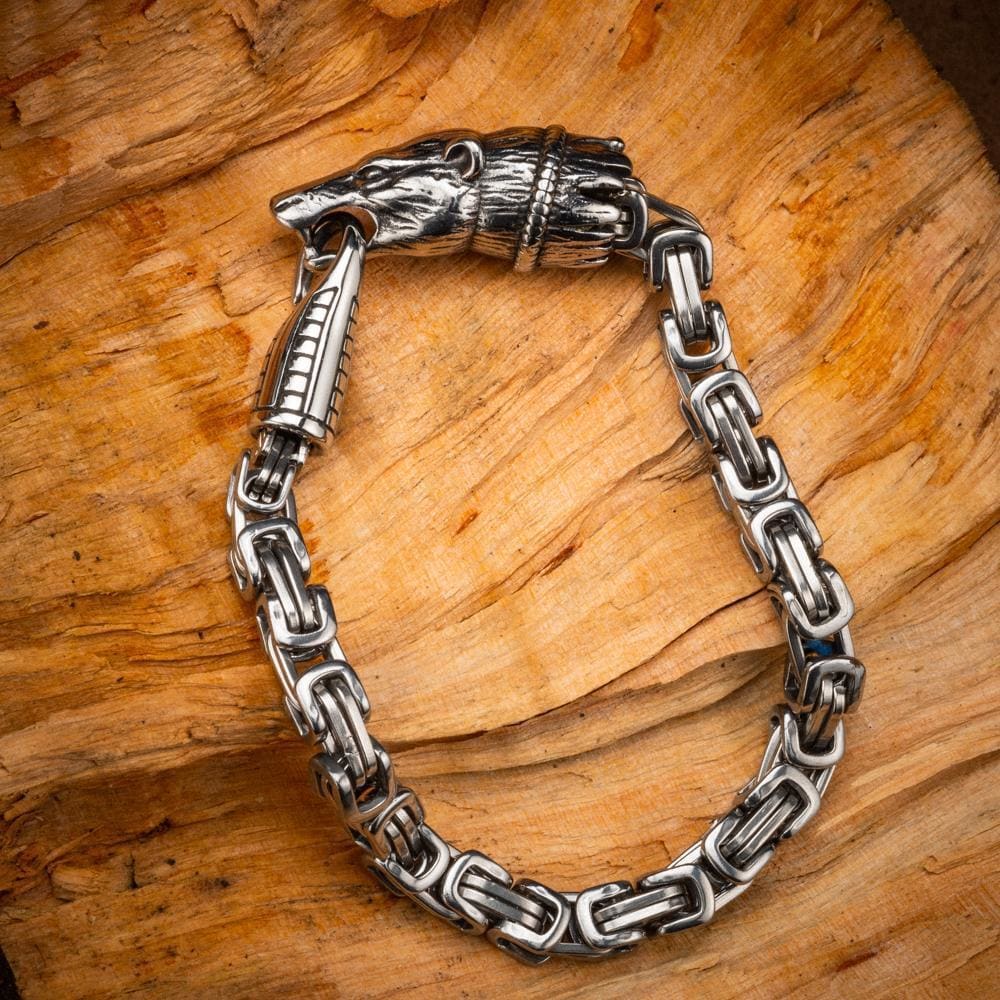 Stainless Steel Fenrir Link Bracelet-Viking Bracelet-Norse Spirit
