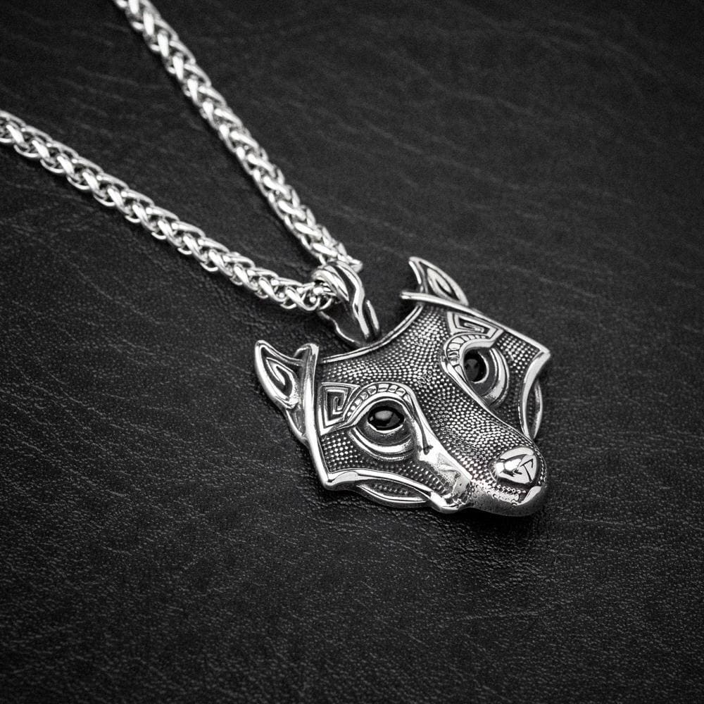 Stainless Steel Fenrir Pendant on Stainless Steel Chain-Viking Necklace-Norse Spirit