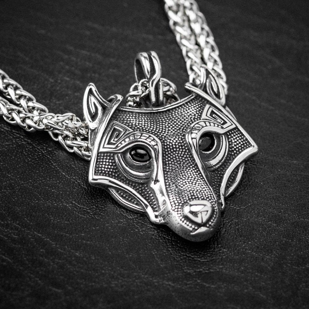 Stainless Steel Fenrir Pendant on Stainless Steel Chain-Viking Necklace-Norse Spirit