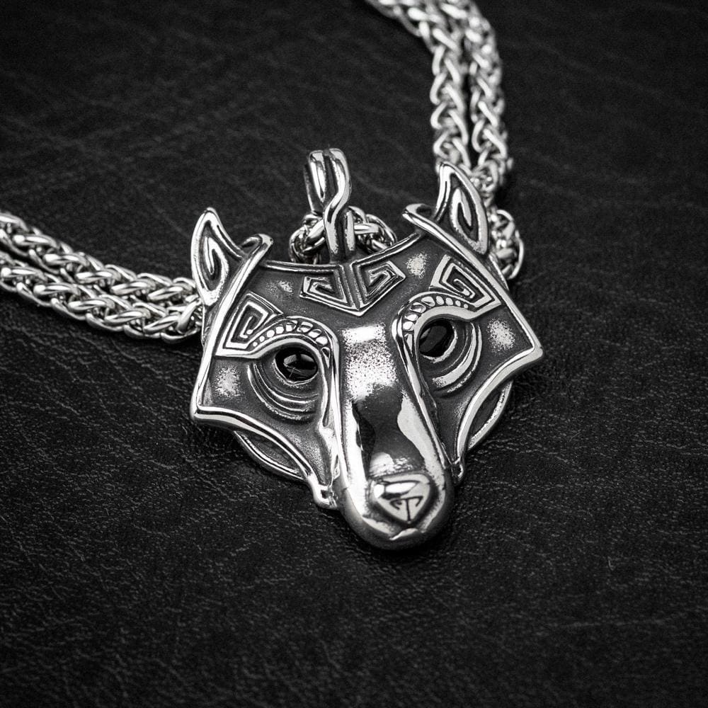 Stainless Steel Fenrir Pendant on Stainless Steel Chain-Viking Necklace-Norse Spirit