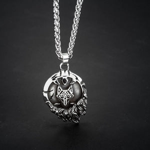 Stainless Steel Fenrir Shield Necklace-Viking Necklace-Norse Spirit