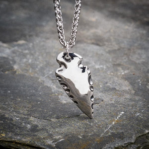 Stainless Steel Flint shape Pendant with Helm of Awe-Viking Necklace-Norse Spirit