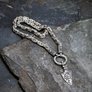 Stainless Steel Gungnir Amulet on Kings Chain With Rune Beads-Viking Necklace-Norse Spirit