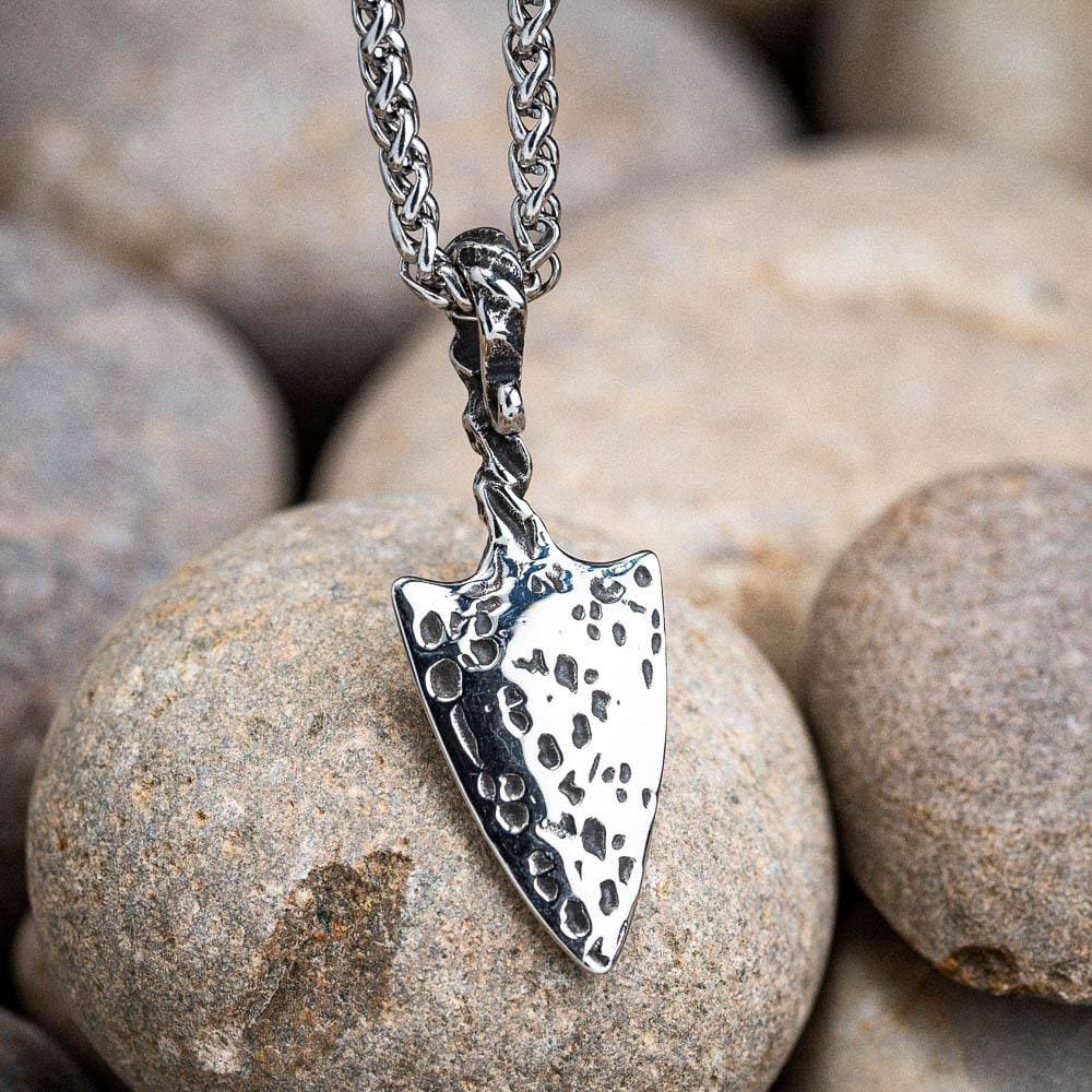 Stainless Steel Gungnir Amulet with Valknut & Runes-Viking Necklace-Norse Spirit