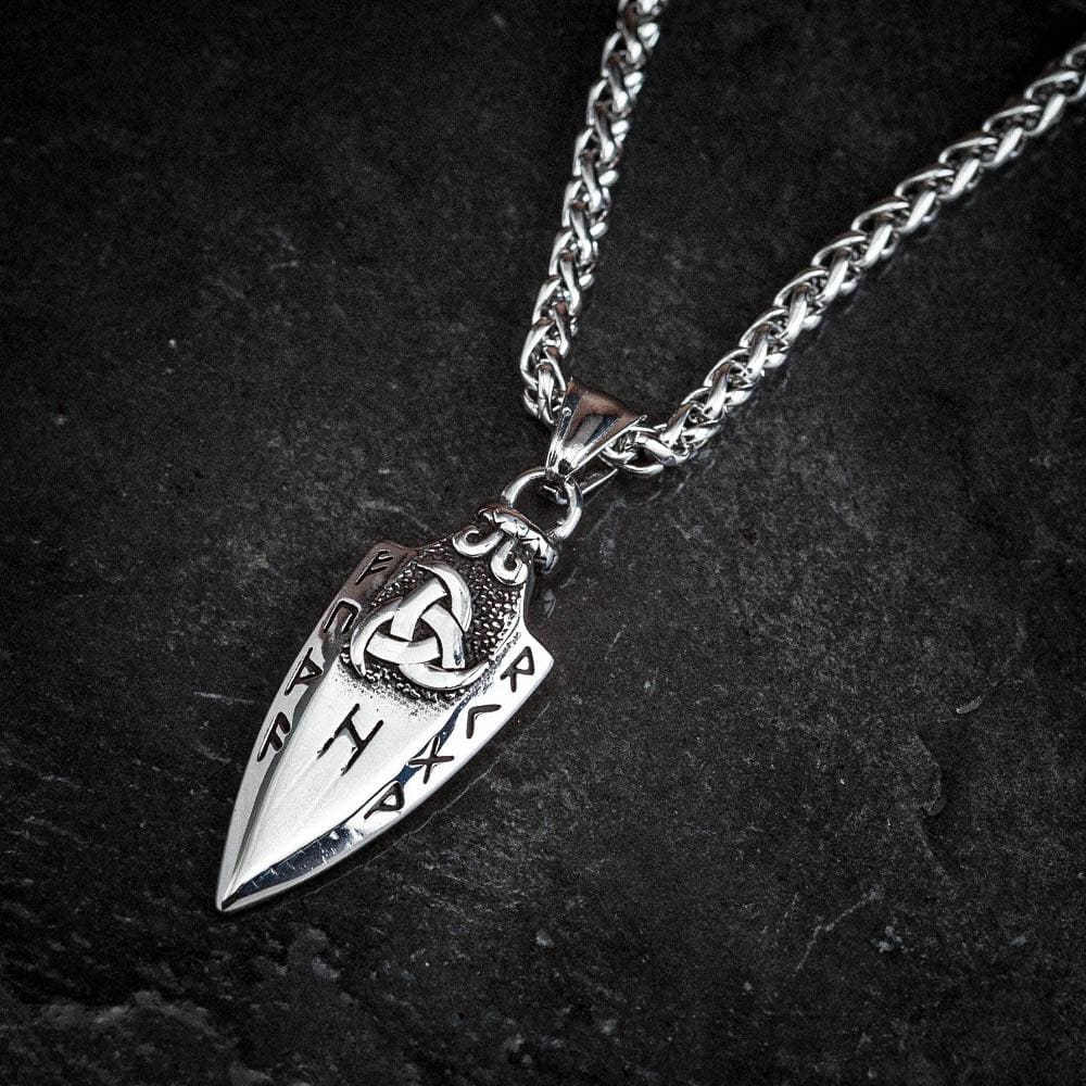 Stainless Steel Gungnir and Rune Necklace-Viking Necklace-Norse Spirit