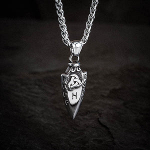 Stainless Steel Gungnir and Rune Necklace-Viking Necklace-Norse Spirit