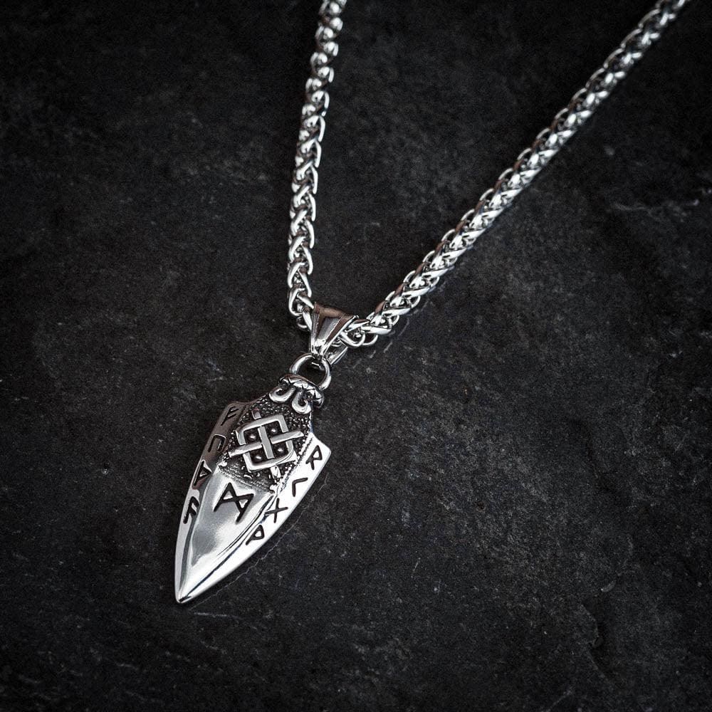 Stainless Steel Gungnir and Rune Necklace-Viking Necklace-Norse Spirit