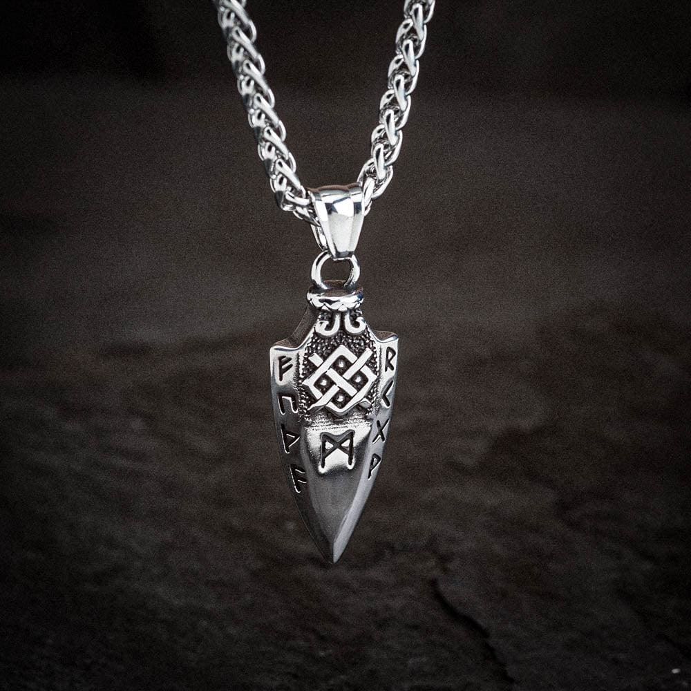 Stainless Steel Gungnir and Rune Necklace-Viking Necklace-Norse Spirit