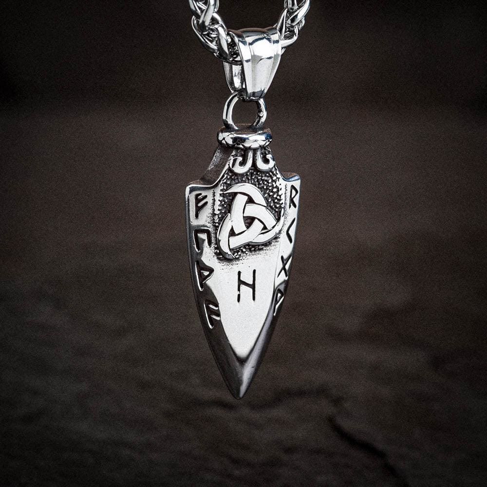 Stainless Steel Gungnir and Rune Necklace-Viking Necklace-Norse Spirit