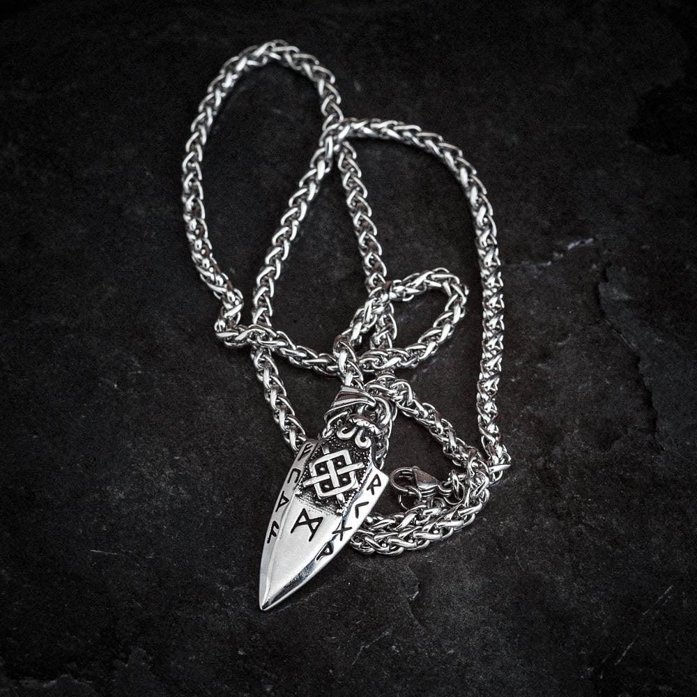 Stainless Steel Gungnir and Rune Necklace-Viking Necklace-Norse Spirit