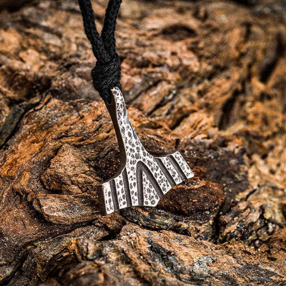 Stainless Steel Hammered Mjolnir on Cord Chain