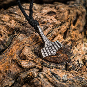 Stainless Steel Hammered Mjolnir on Cord Chain