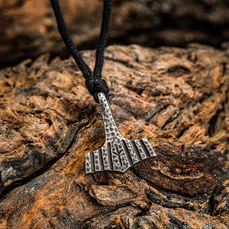 Stainless Steel Hammered Mjolnir on Cord Chain - Norse Spirit