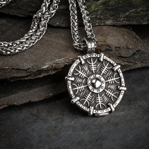 Stainless Steel Helm of Awe Shield-Viking Necklace-Norse Spirit