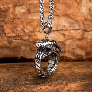 Stainless Steel Jormungand Pendant-Viking Necklace-Norse Spirit