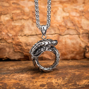 Stainless Steel Jormungand Pendant-Viking Necklace-Norse Spirit