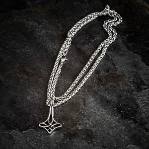 Stainless Steel Ladies Mjolnir and Raven Necklace-Viking Necklace-Norse Spirit